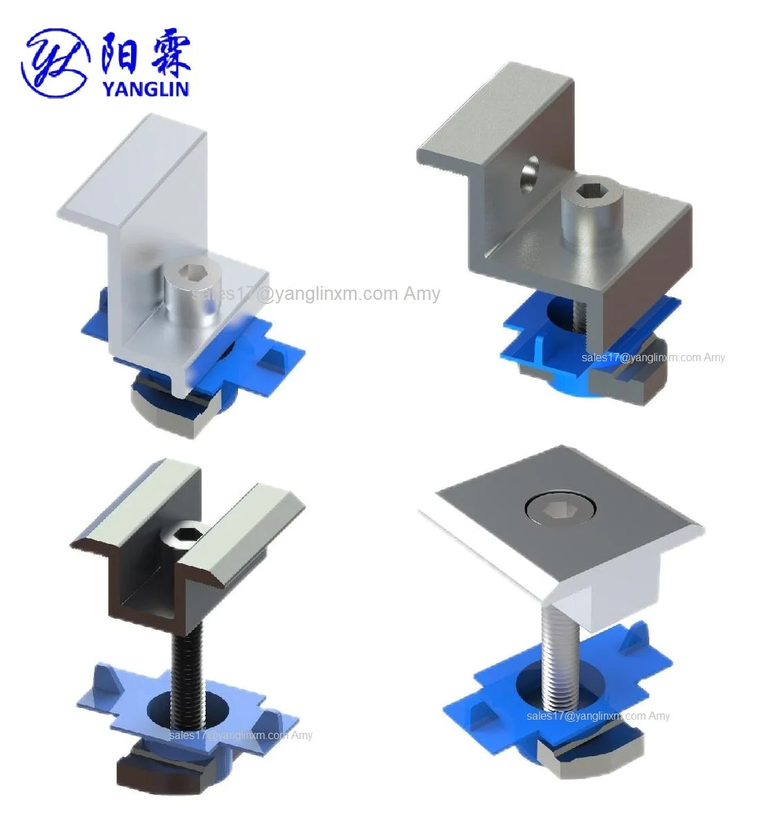 Solar Mounting Clamps Mid Clamp End Clamp for U Rail  Ground & Roof Solar Panel Brackets Wholesale