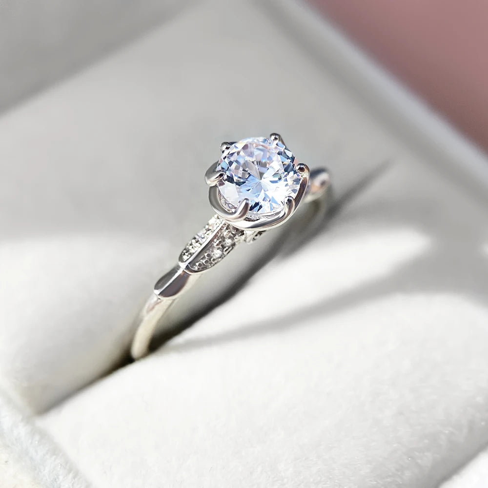 For TIKTOK 925 Sterling Silver Cute Ring Hot Selling Vintage Rhodium 14K Gold Plated Zircon Prong Setting Lovers Shape Wedding