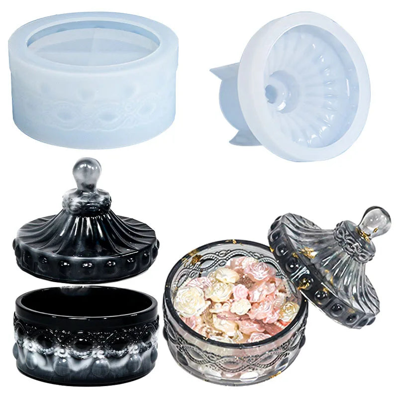 Drip Glue Mold Jewel Pattern Storage Box Silicone Mold Mirror Resin for DIY Handmade