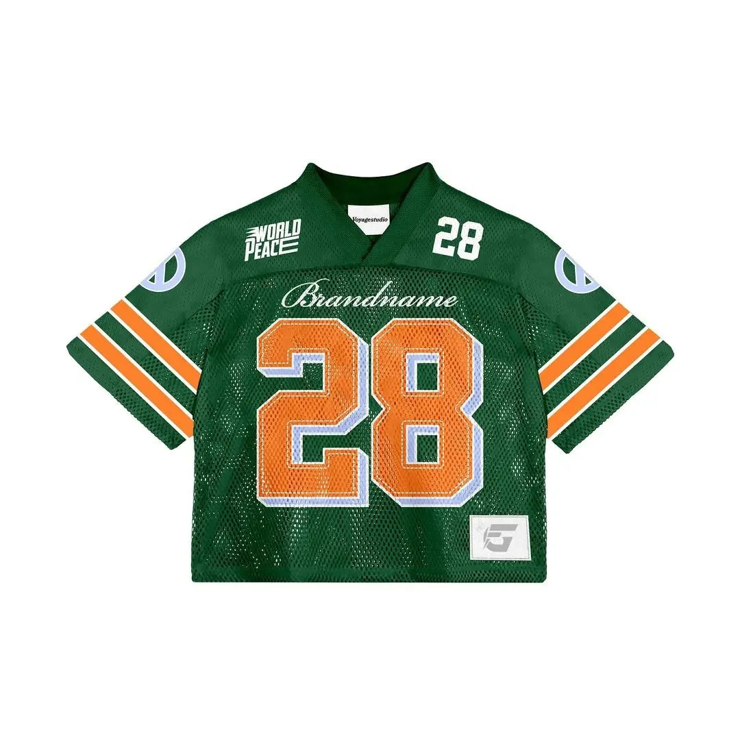Wholesale Men's Oversized O-Neck Sports Jersey 100% Cotton Custom Mesh Hip Hop T-Shirts Silk Screen Printed 3D Long Breathable