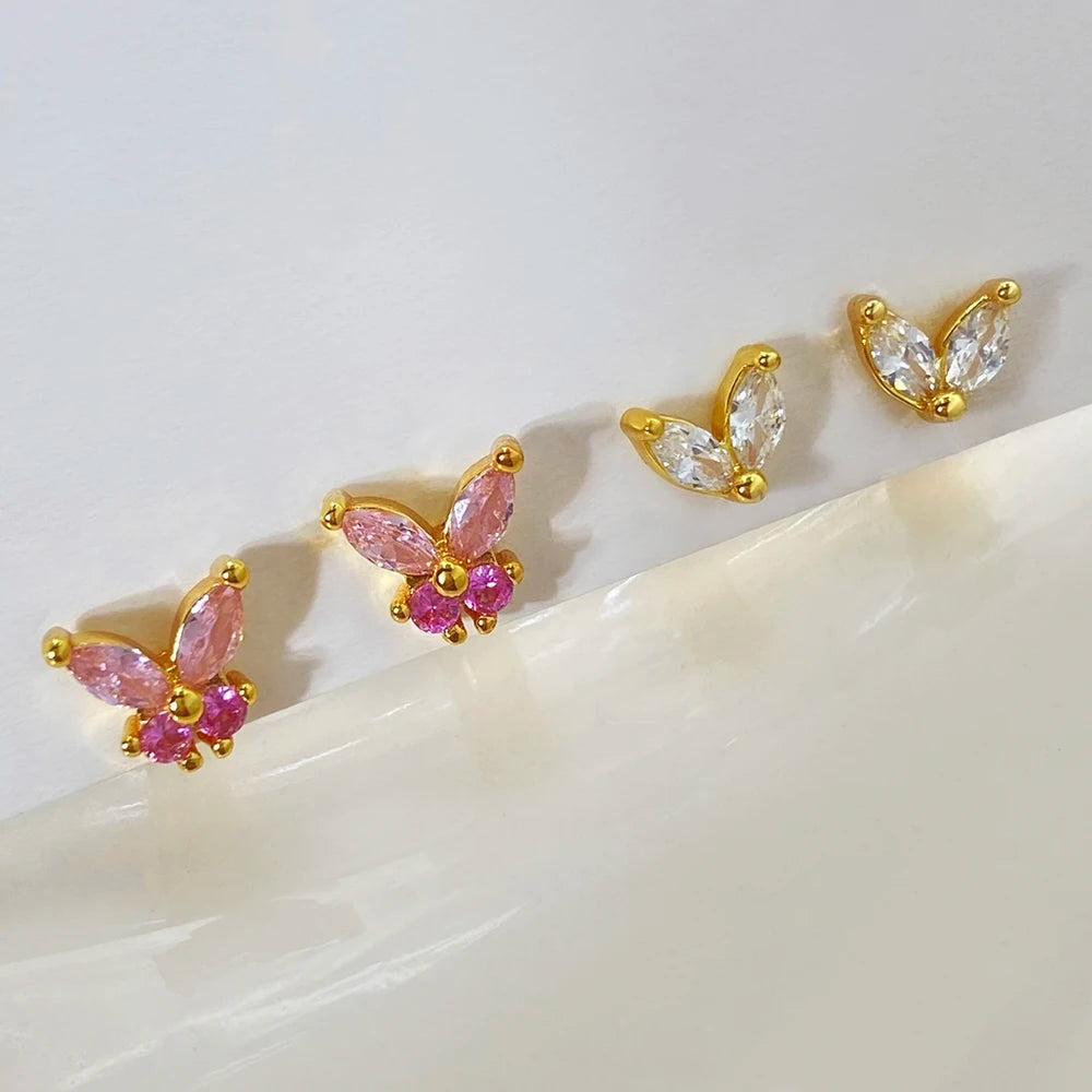 Foxi in Stock Thailand Trendy Brass Custom Stone Color Jewelry 18K Gold Plated Dainty Fashion Earrings for Girls