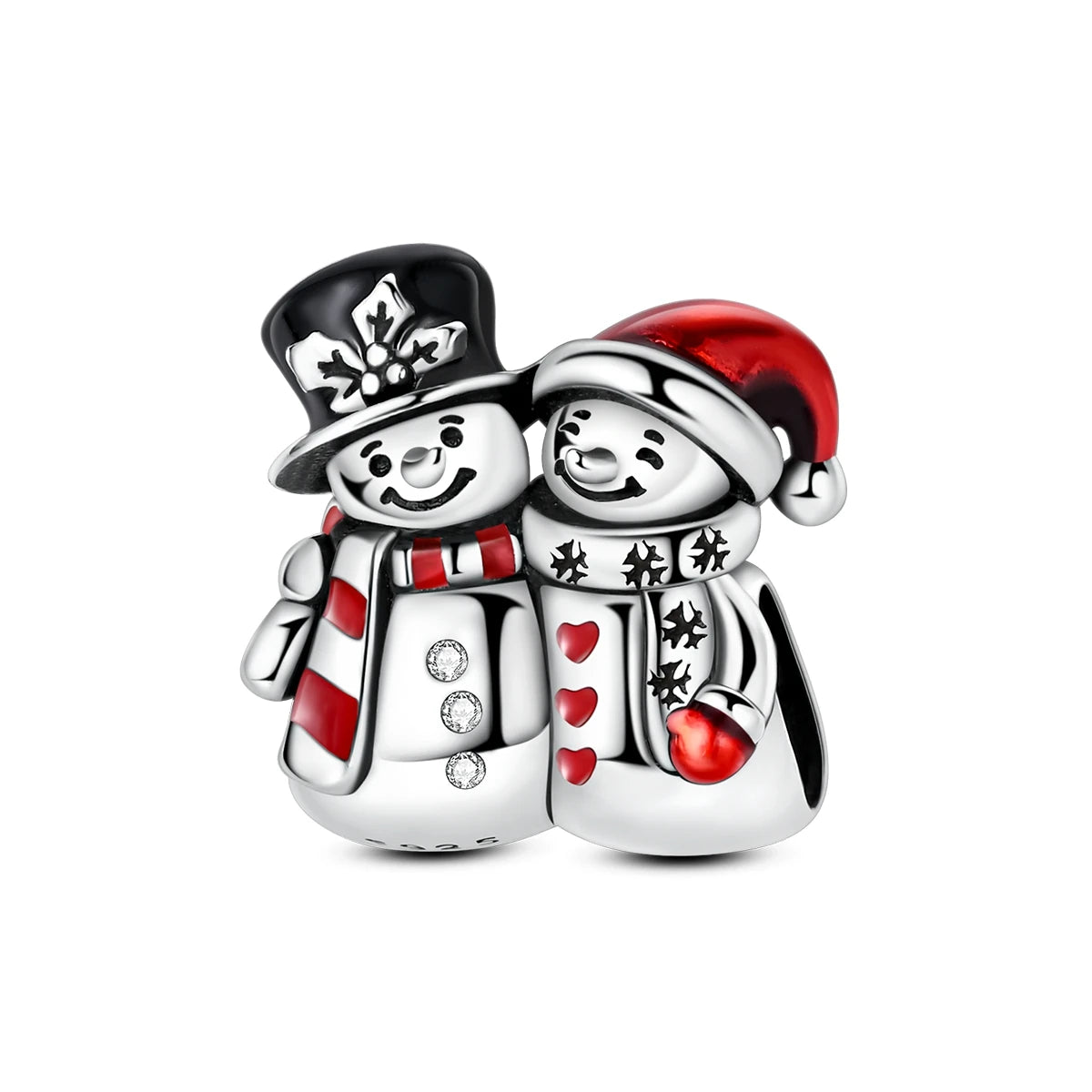 Christmas Series - Silver Fashion Christmas Snowman Beads Charms with Zircon for Women's Party Gift