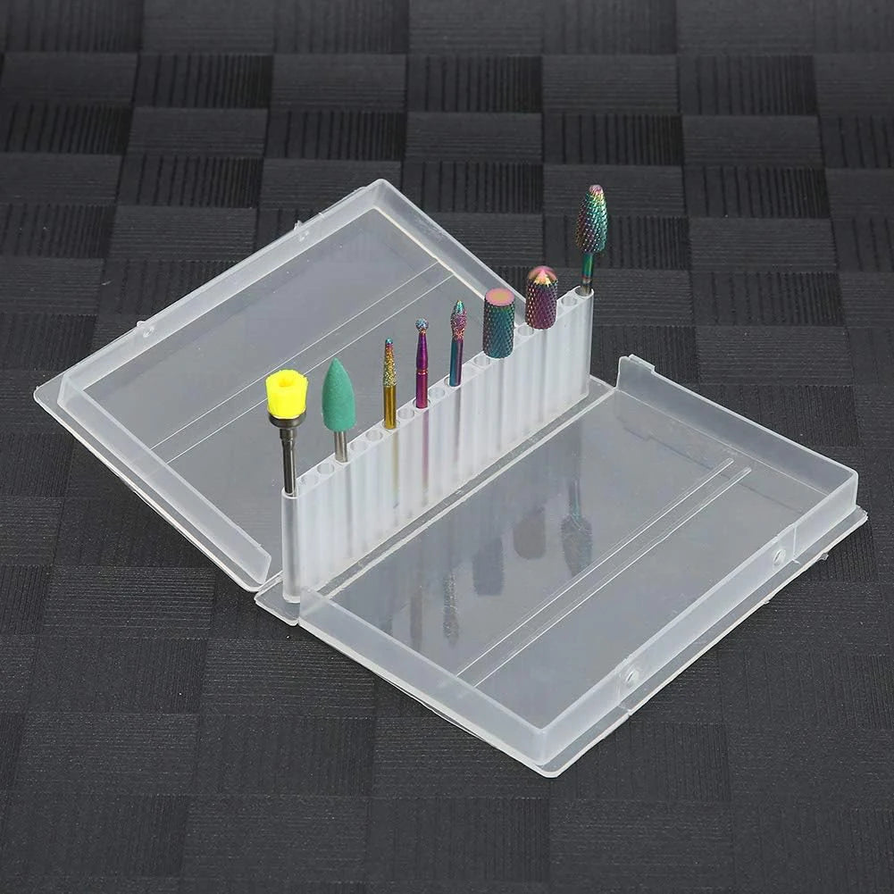 Portable Nail Drill Bits Storage Box Transparent Manicure 24 Holes Nail Drill Bits Box