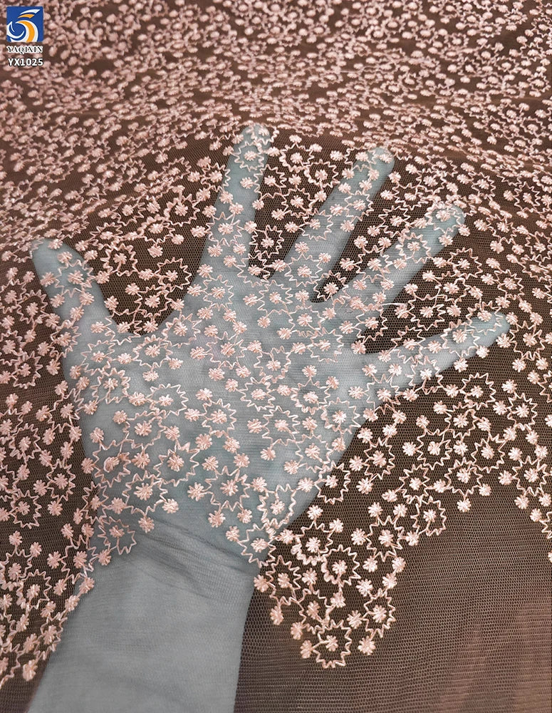 YX1025 New Trends and New Materials Customization Embroidery Mesh Fabric Samples Available in 7 Days Apparel Dress Tulle Fabric