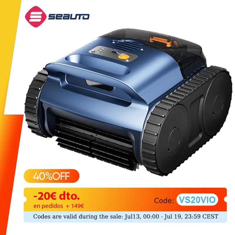 Aspiradora de piscina Seauto, 3 modos para piscinas enterradas/acotadas hasta 2150 pies cuadrados. Pie., dura hasta 150…