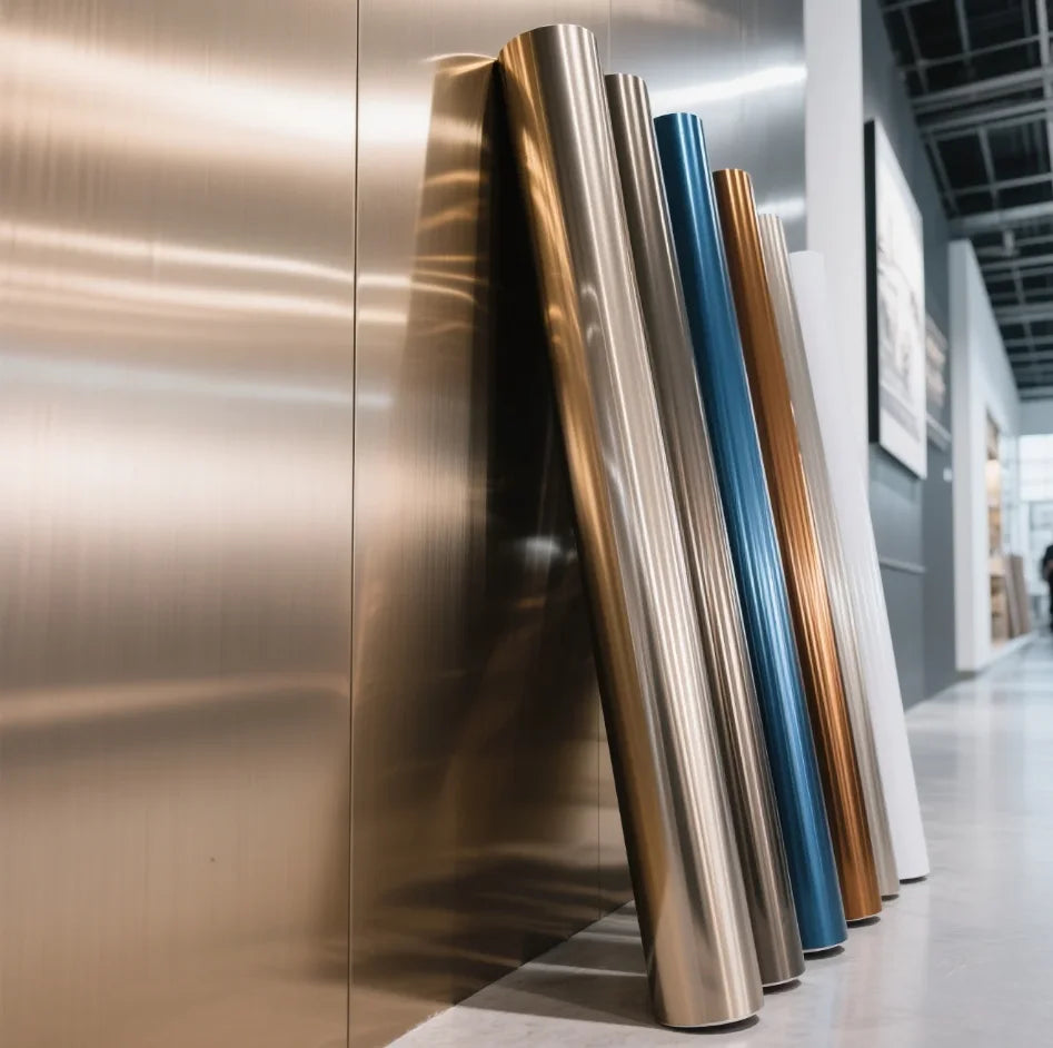 Modern Self-Adhesive PVC Metallic Silver Brushed Texture Metal Film Wall Paper for Elevator Interior Decor
