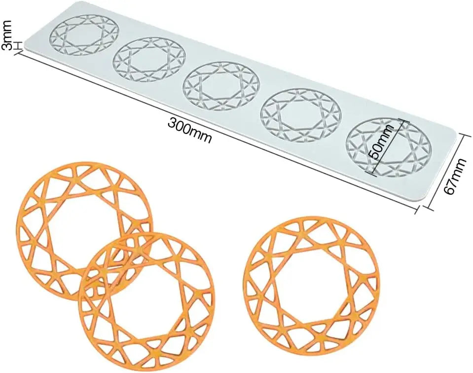 Silicone Fondant Lace Mat Sugar Craft Impression Mold Edible Cake Molecular Cuisine Decorating 5 Holes Geometric Torus