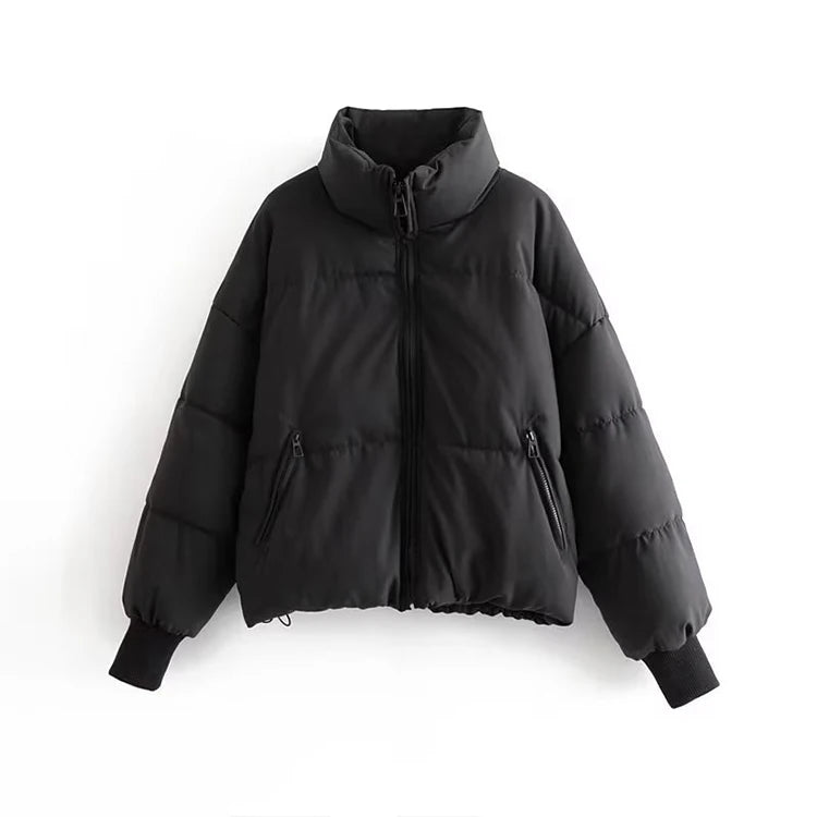 European and American Cross-Border Foreign Trade Women's Stand-Collar Multi-Color Puffer Cotton Coat