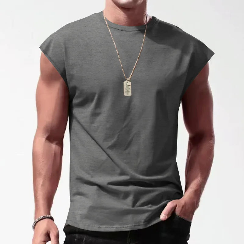 Gym Fitness Wear Gym tank Top Muscle Fit Curved Hem Fitness Shirts Workout Clothing Men's tank Tops