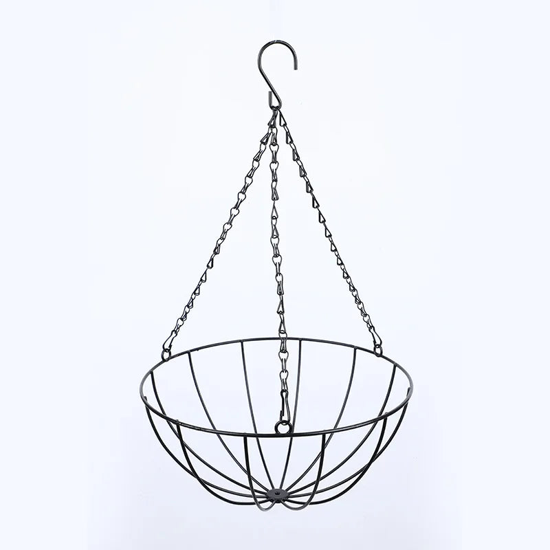Classic Hanging Galvanized Iron Wire Basket Planter with Durable Chains for Garden and Home Decor