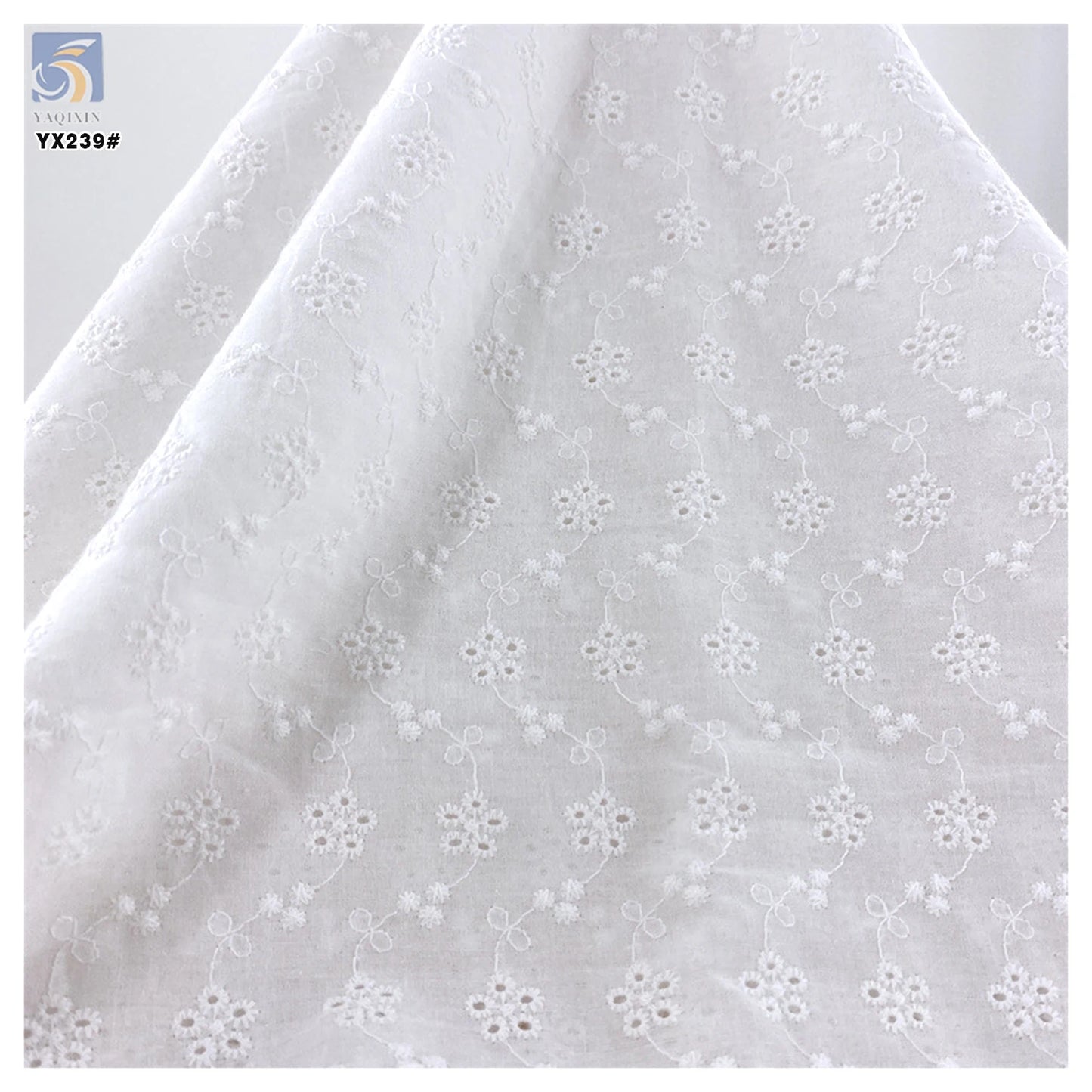 YX239 Good Quality Custom Woven Water Soluble Floral 100% Cotton Embroidery Lace Fabric