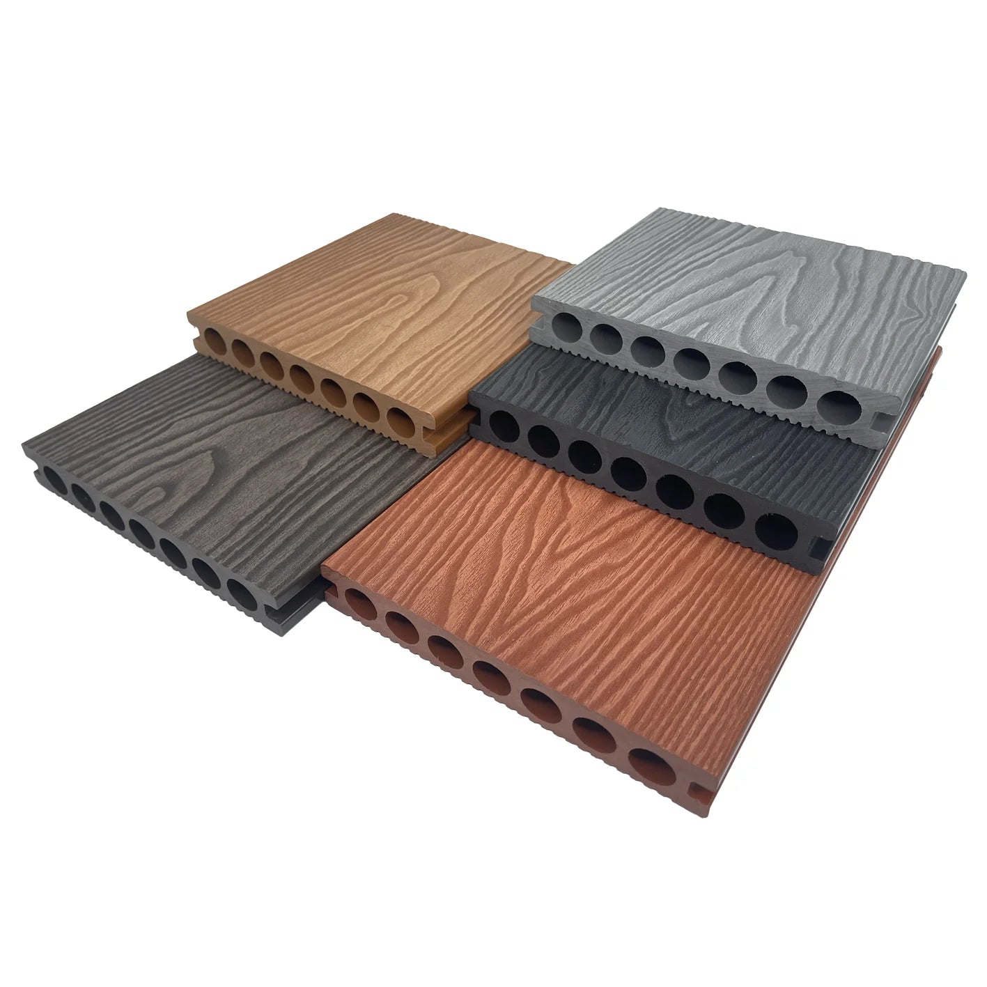 Modern 3D Deep Embossed Smooth WPC Composite Decking Board Indoor Outdoor Waterproof Flooring Wood Grain Anti-Slip Courtyard