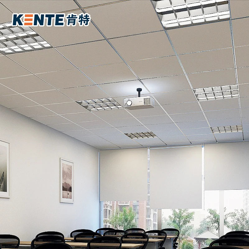 Kente 2*2 White Mineral Fiber Ceiling Tile Damp Fire-Rated Heat Insulation Sound Absorption Noise Reduction Perforated Ceilin