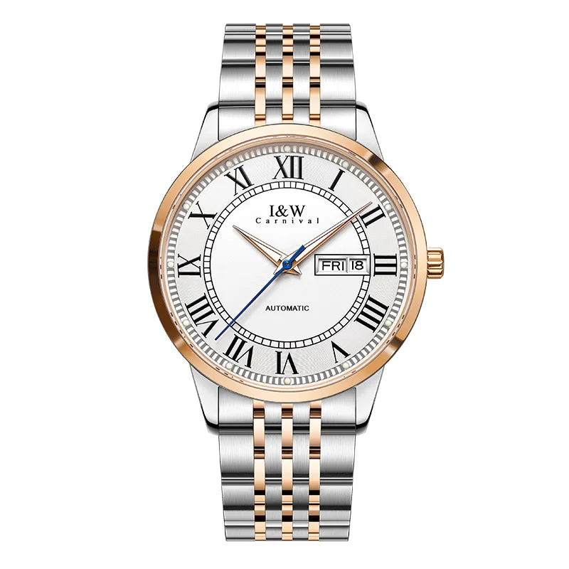 Luxury Mens Mechanical Watch Automatic Movement Wrist Watch with Stainless Steel Band Waterproof Montre Homme