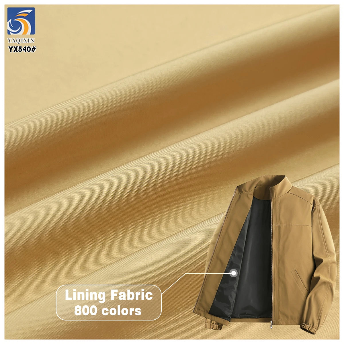 YX540 Wholesale Khaki Taffeta Fabric 100% Polyester 300T Pongee Lining Fabric Price Per Meter by Roll