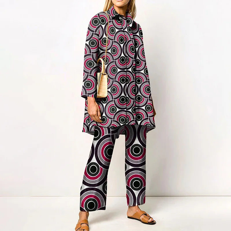 2025 Spring - Autumn Long - Sleeve Women's Shirt Sets Individual Trendy Brand with 3D Digital Printing Casual Women's Wear
