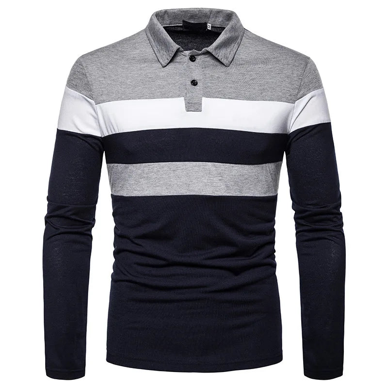 Oem Customized logo Design Men's Long-sleeved POLO Shirt Color Splicing T Shirt Cross Border Tshirt