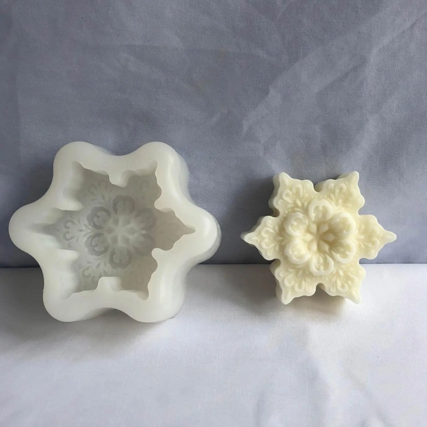 Snowflake Silicone Resin Mold for Casting Christmas Snowflake Candle Soft and Washable Durable Candle Making Party Decorations