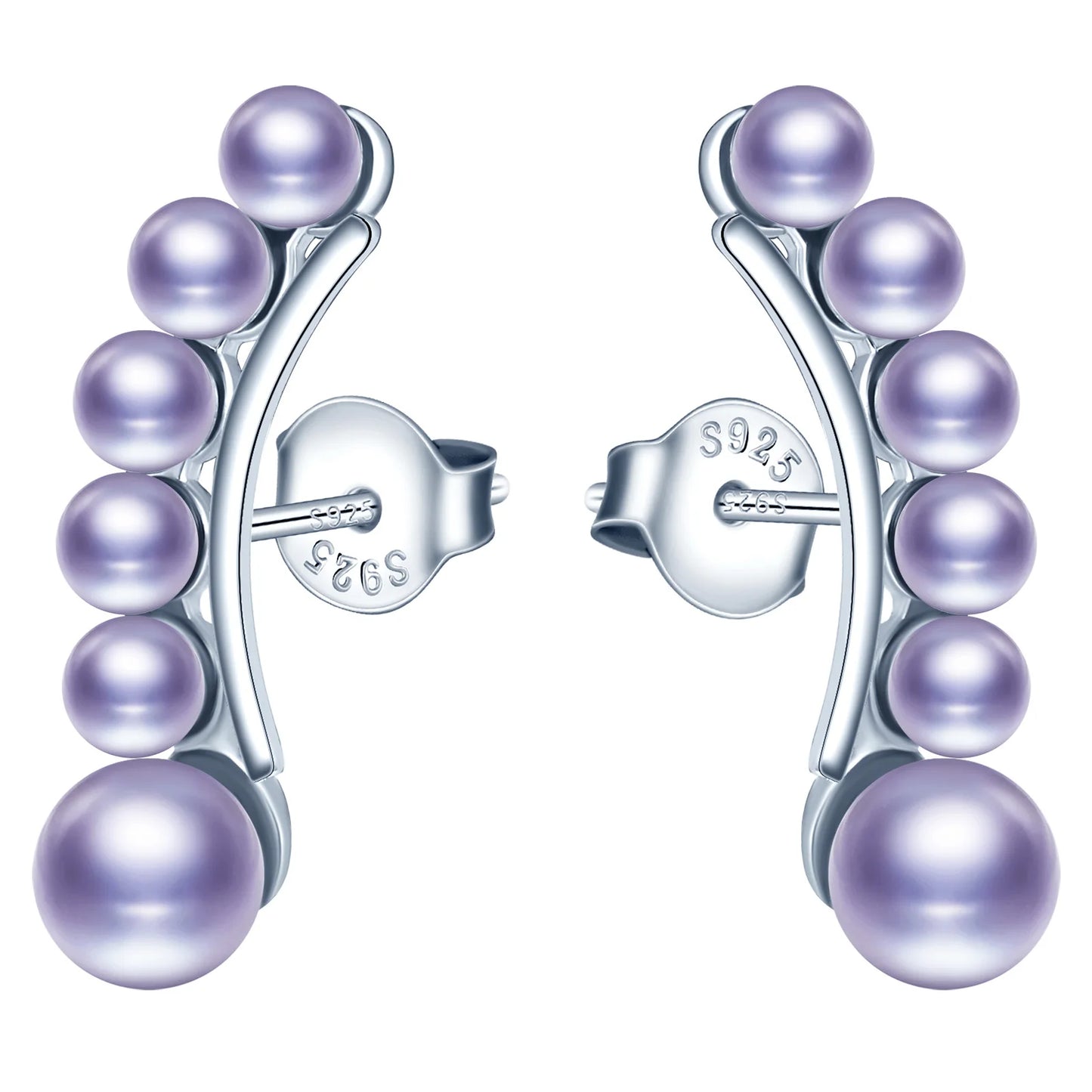 New Product Unique S925 Sterling Silver Ladies' Stud Earrings Single Row Small Pearl Trendy