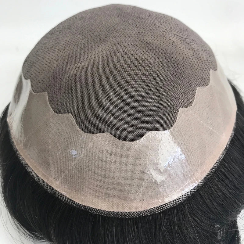 Natural Hairline Durable Fine Mono Lace Body Wave Indian Human Hair Men Toupee