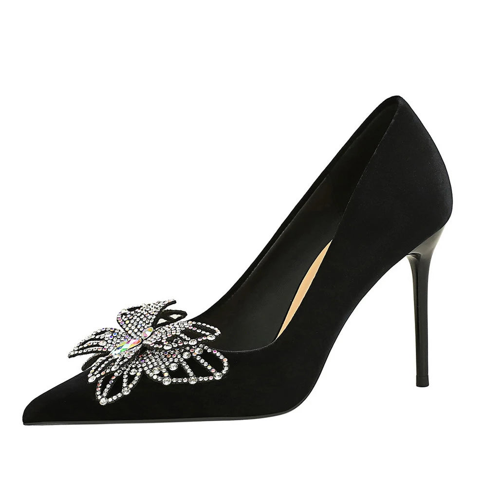 Designer Heels Shoes OEM Velvet Elegant Heeled Sandals Pumps for Ladies Colorful Double Bow Decoration Custom Logo Colors Heels