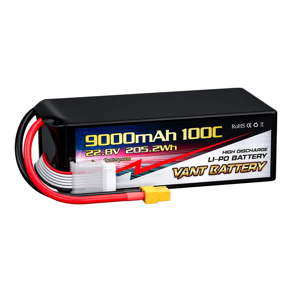 High Energy Density Drone Battery 6S 22.8V 9000mAh 100C High Voltage RC Lipo Battery with XT60 Connector  for  FPV  Drone UAV