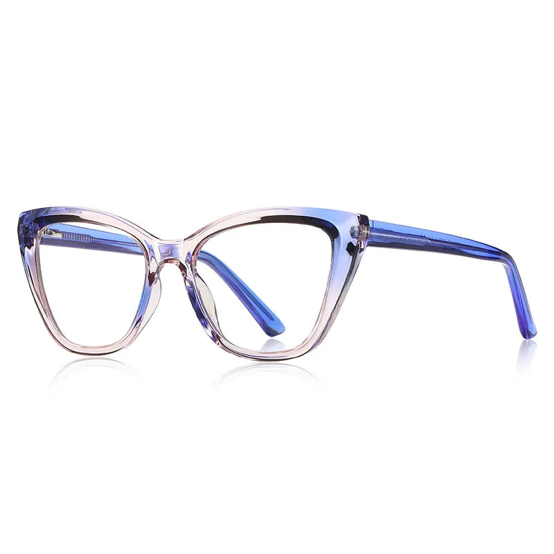Custom Styles Modern Designer TR90 Transparent Cat Eyeglasses for Ladies Blue Light Computer Eye Frame