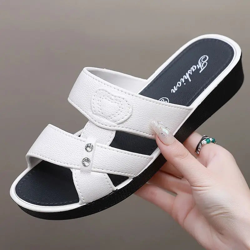 Women's Designer Summer Slide slippers Wholesale Mid-heel Thick Sole Non-slip Soft Sole Wedge Sandals for Women