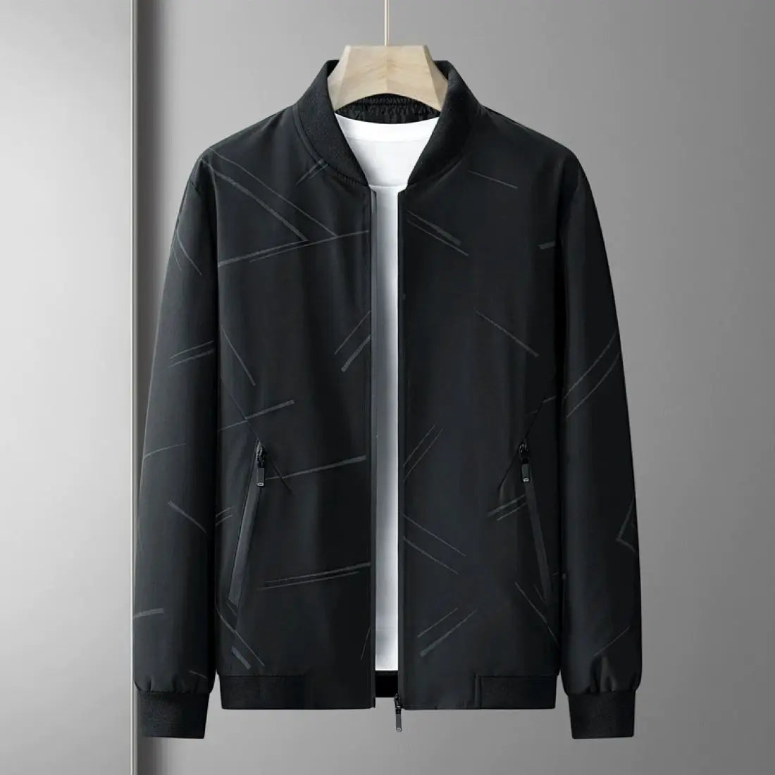 OEM custom logo embroidery printed design men's spring and autumn fashion plus size clothes high-end striped print casual jacket