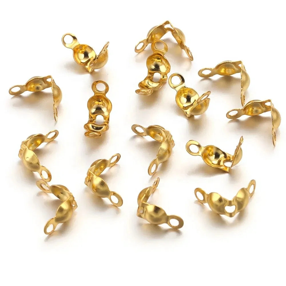 GP Crimp Bead Cover Tips Clamshell Tip Stainless Steel 18K Gold PVD Wire Cover Clasp Permanent Jewelry Chains Wholesale