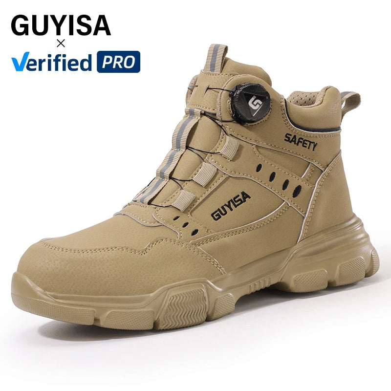 GUYISA  Safety Boots Workwear Series  Anti-smash and Anti-puncture  Waterproof New Fashion Smart Buckle Safety Shoes for Men