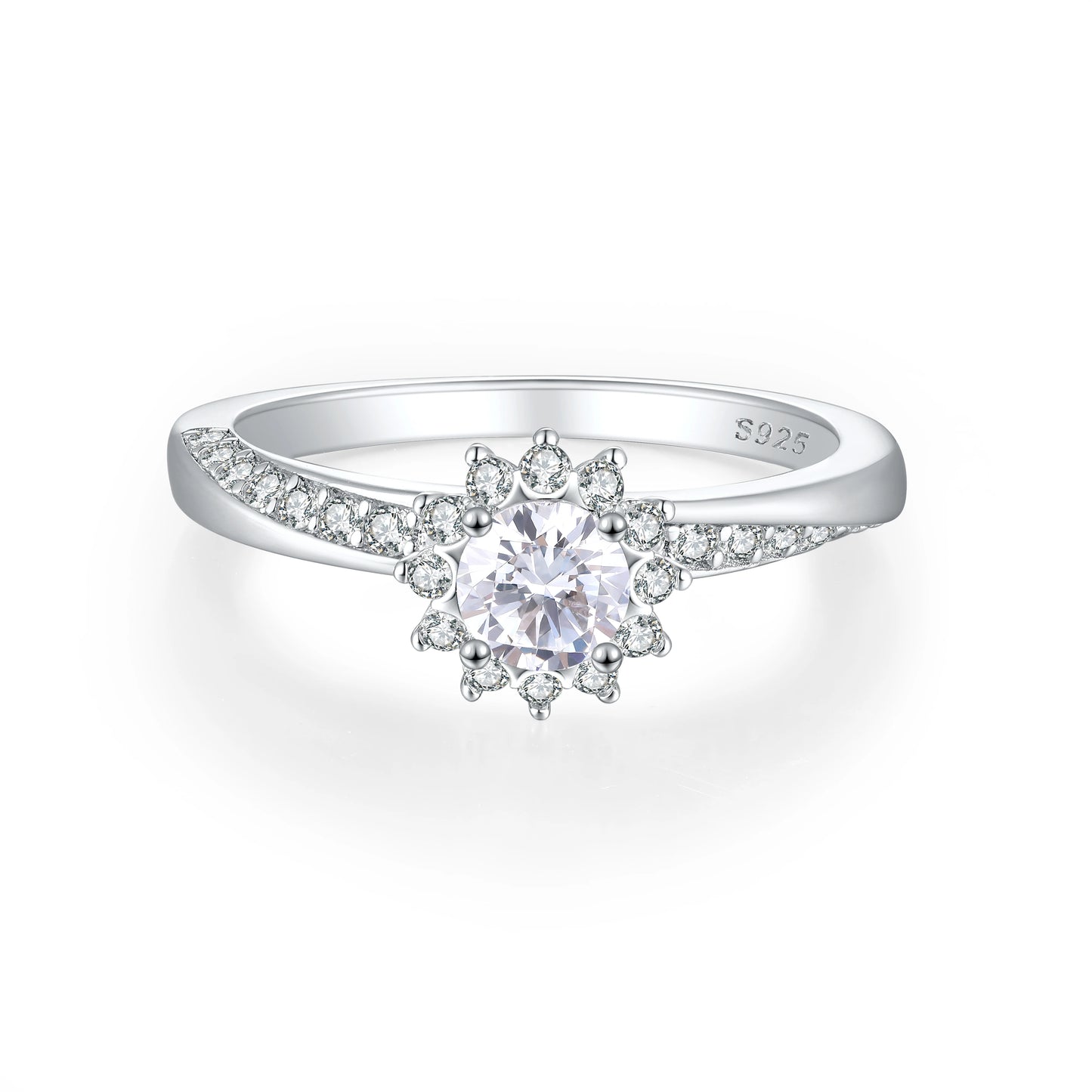 Women's 925 Sterling Silver Zircon Engagement Wedding Party Rings Rhodium Plated Hip Hop Fashion Wholesale