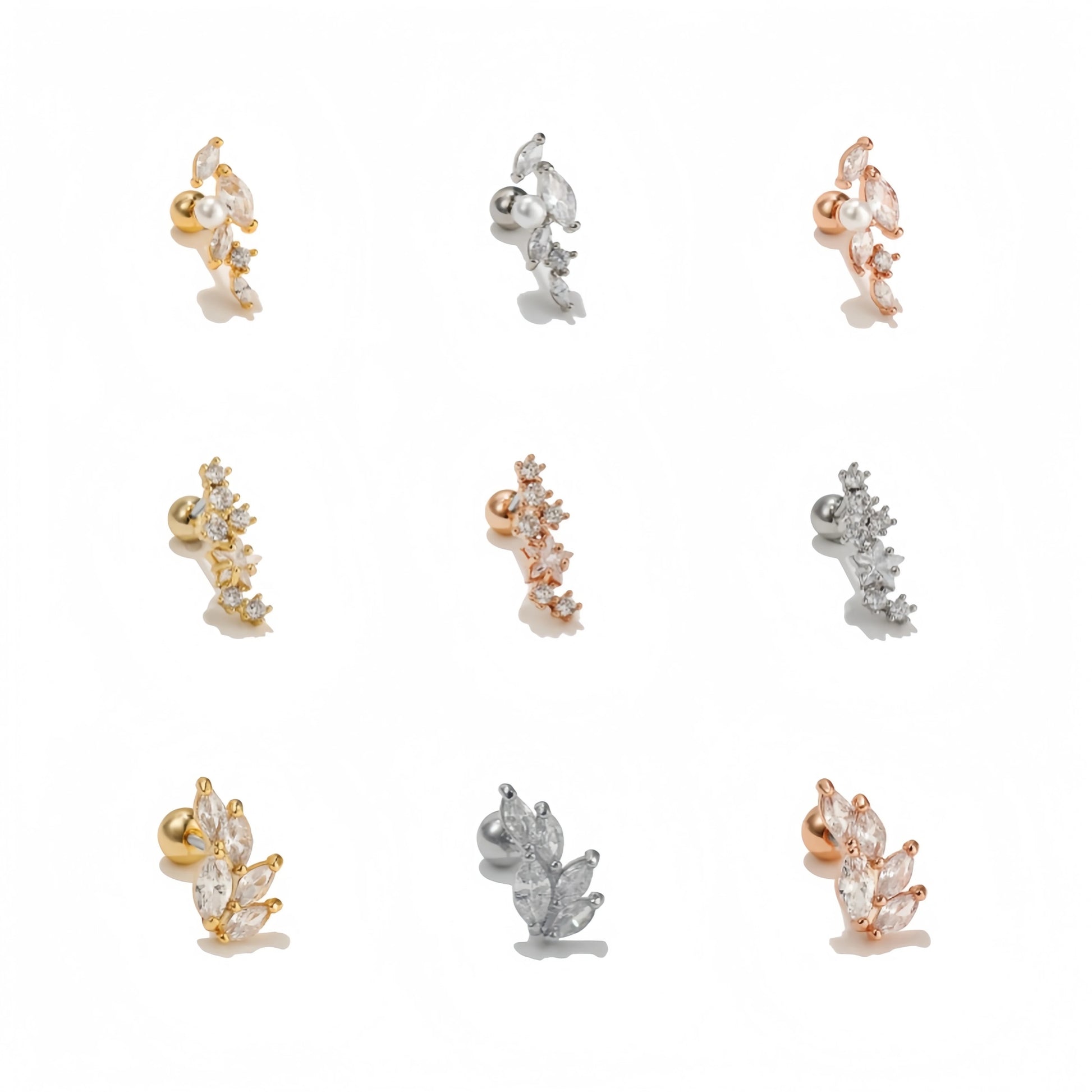 Natural Leaf Flower Earrings 3A Zircon Titanium Studs Lightweight and Stylish for Everyday Use