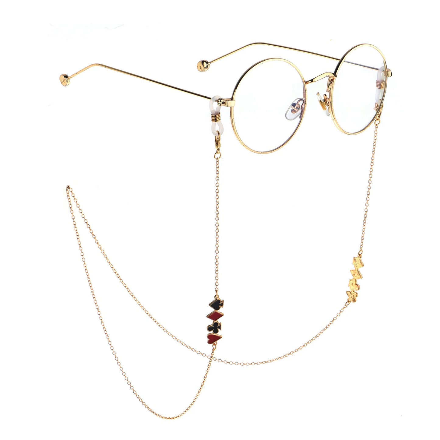 Women Poker Charm Metal Designer Eye Eyewear Sunglasses Glasses Holder Eyeglasses Jewelry Chain