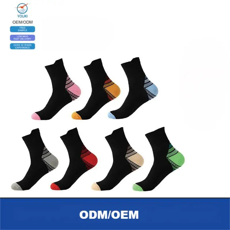 Men Black Knitted Exercise Sports Compression Socks for Running Fitness Training Hiking  Cycling