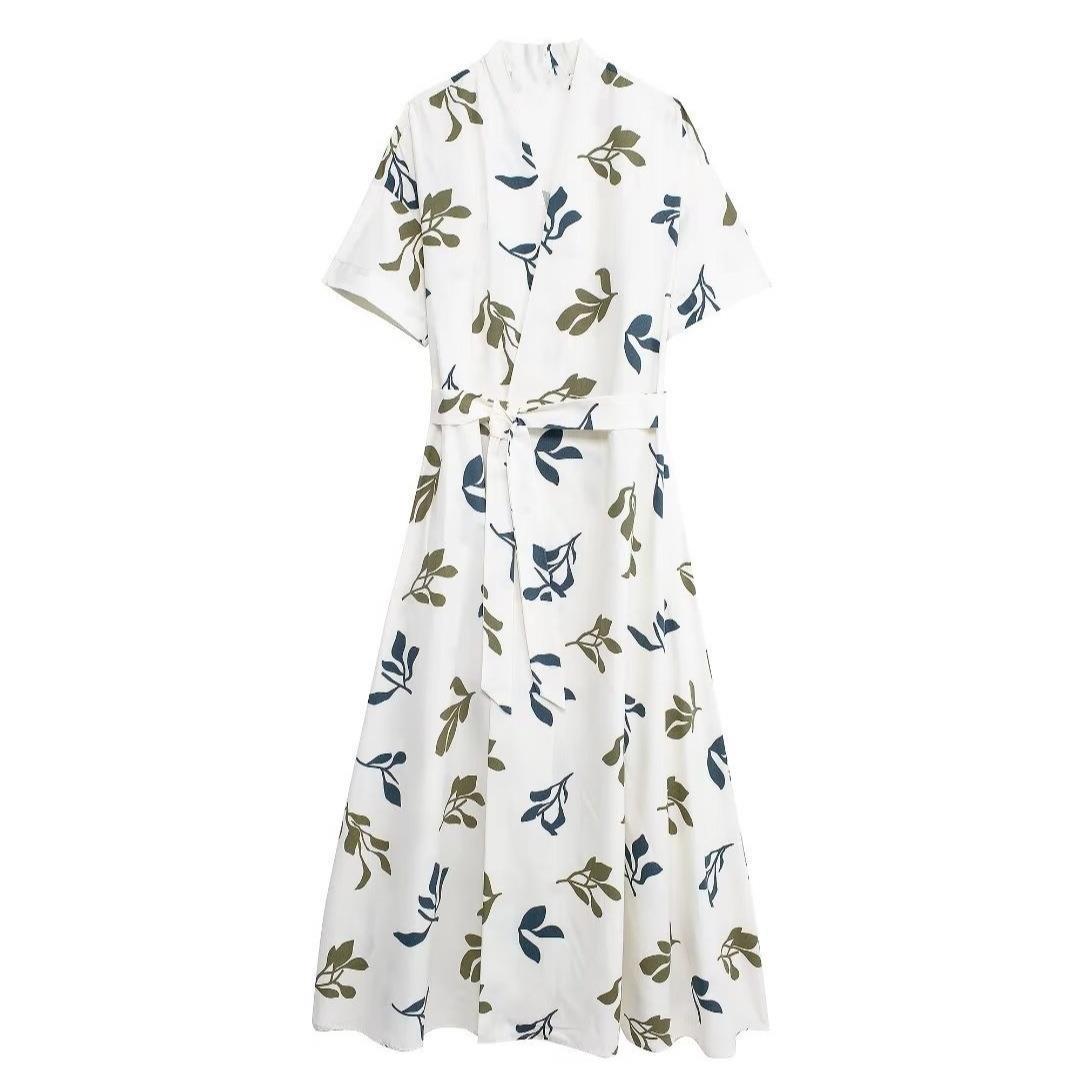 Summer New Women's Fashion Stylish Elegant Print Poplin Long Dress