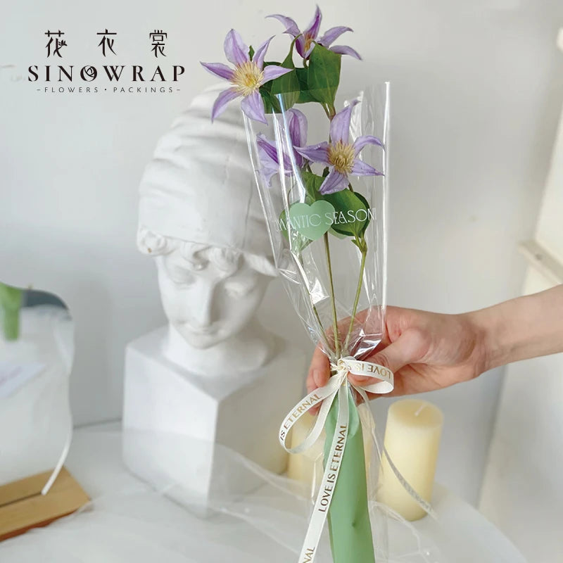 SINOWRAP Florist Supply and Materials Flower Bouquets Sleeve Bag Wholesale Printed Opp Flower Sleeves