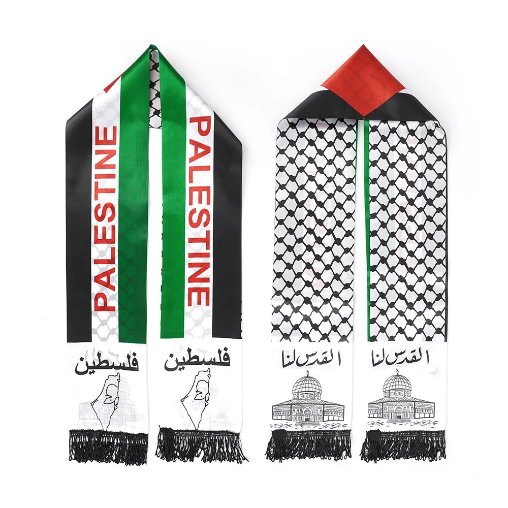 Silk Satin Polyester Acrylic Woven Free Palestine-Flag-Scarf Palestine Flag Products Scarf Keffiyeh Cotton Shawls