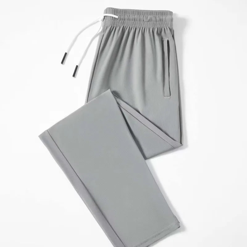 Oem Customized logo Design summer sun protection Ice silk casual pants  loose slim breathable versatile straight sports trousers