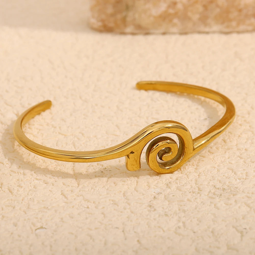 Dreamshow Donut Waterproof Bangles 18k Gold Plated Jewelry Fashion Cuff Bangle Stainless Steel Jewelry