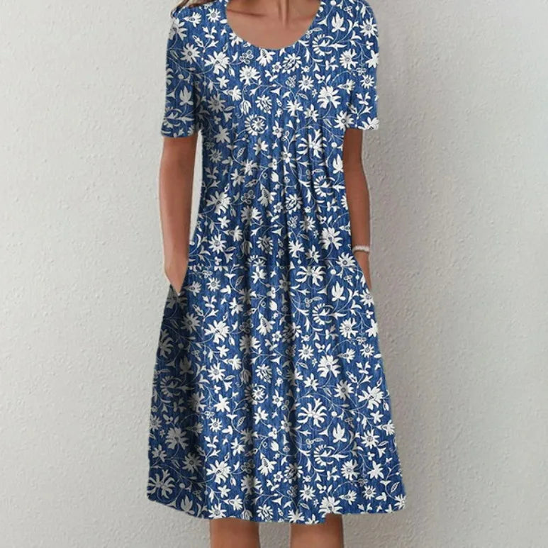 2025 Women's Casual Mid-Length Dress Cross-Border Trade on EBay for  Wish Floral Print Neck Pocket Spring Summer