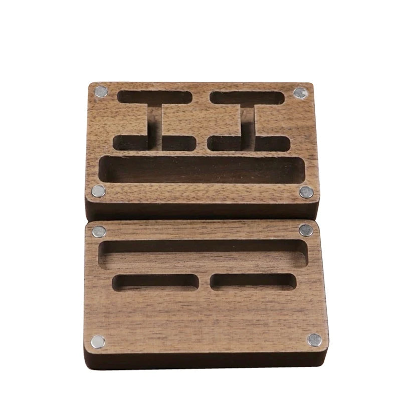 Walnut Wooden Cufflink Box Solid Wood Embedded Product Case with Magnetic Opening Closing Custom Engraved Product Insert Slot