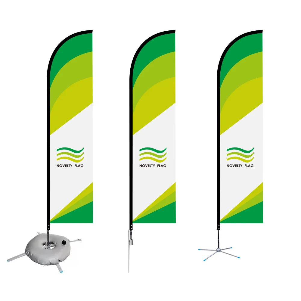 Fast Delivery Custom 2.3x9.5 FT Customized Size Double Sided Polyester Beach Feather Banner Advertising Flag for Outdoor Use
