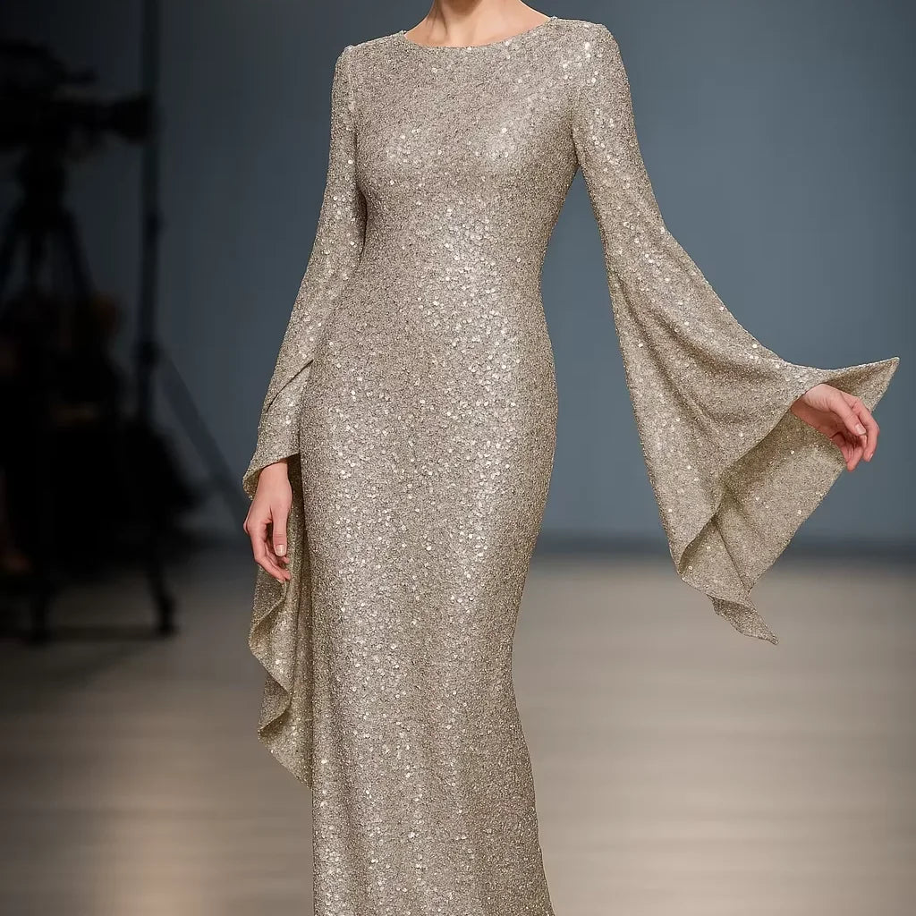YXD055 Sequined Long Dress High-end Shiny Modest Fashion Customizable High-end Eid Factory Price Abaya Beautiful Muslim Women