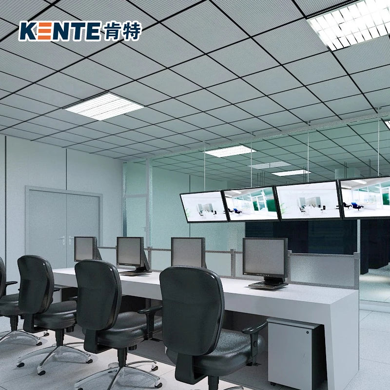 Kente 2*2 Sound Absorption Mineral Fiber Ceiling Panel Eco-Friendly Fire Rated Heat Insulation Board White Color Modern Squar