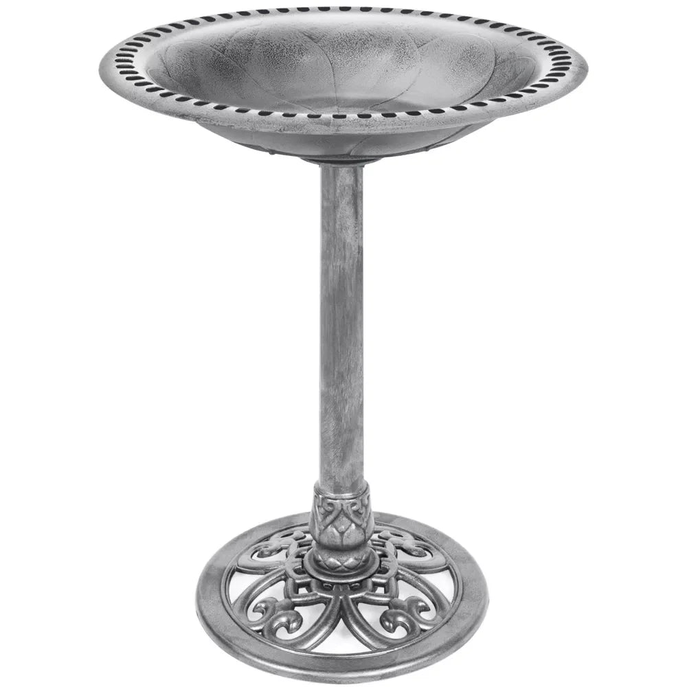 Outdoor Rustic Pedestal Bird Bath- Decorative Garden Accent for Feathered Friends