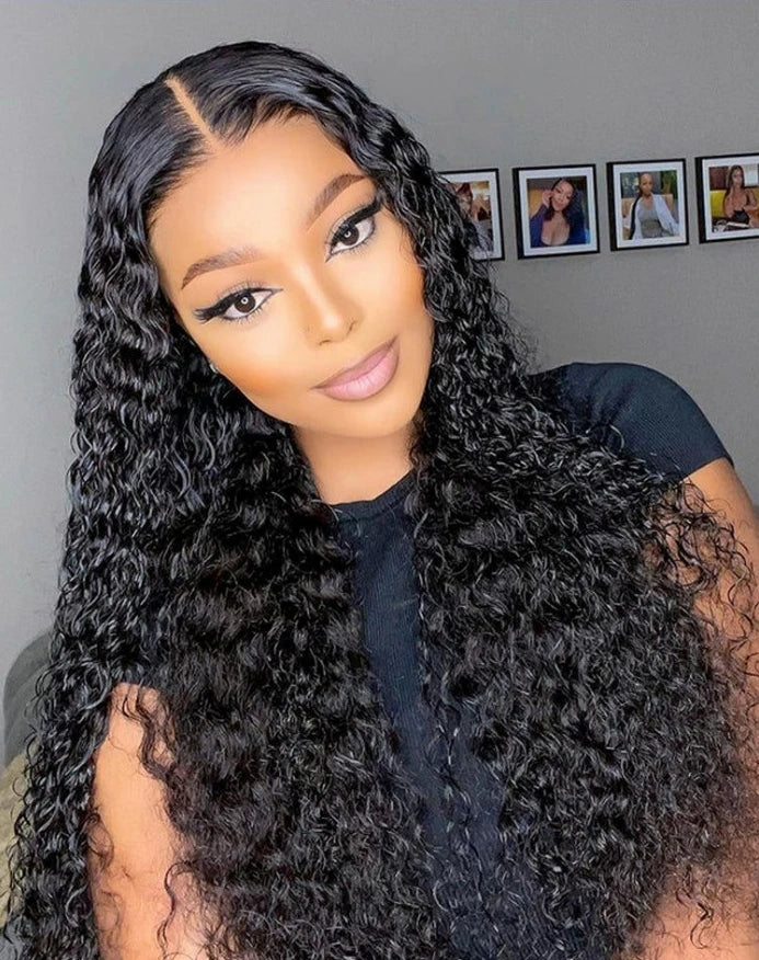 Megalook Human Hair Wig  5*6  Deep Wave Transparent Lace Wig Human Hair Full Hand Tied Straight Wig for Black Women