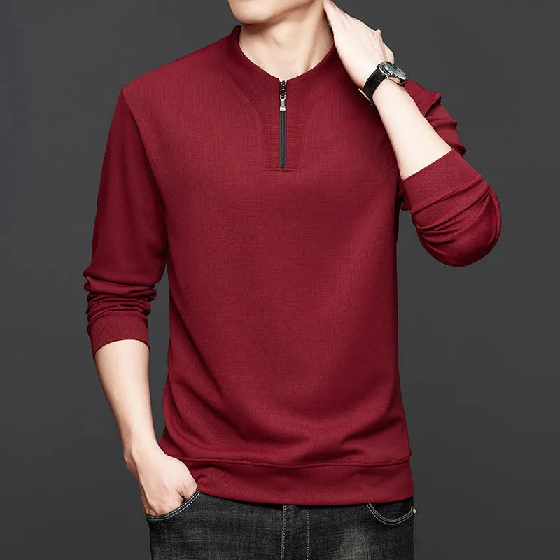 Oem customized spring men's new half zipper neck sweatshirt men's pullover top fashion casual all match long sleeve top