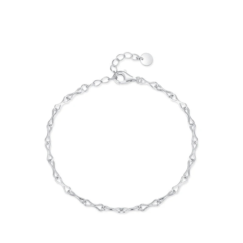 SL1653 S925 Sterling Silver Unlimited Symbol Bracelet Female Niche Design Plain Silver Bare Chain Light Luxury Fine Bracelets