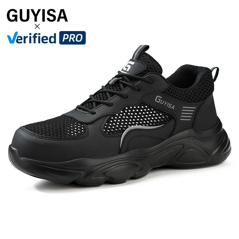 GUYISA Insulation 10KV  Safety Shoes Standard Plastic Toe Zapatos De Seguridad   Microfiber Upper Black Color Safety Shoes